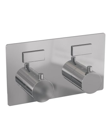 BRAUER Chrome Edition thermostatische inbouw regendouche met drukknoppen SET 70 met 30 cm douchekop en gebogen muurarm en 3-standen handdouche en doucheslang en geïntegreerde glijstang chroom