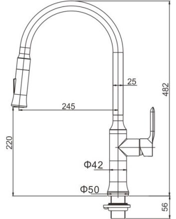 304 Oxford keukenkraan met coldstart en uittrekbare handdouche RVS