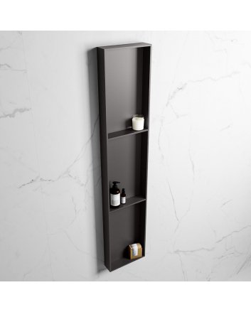 Mondiaz Easy Nis 149,5x29,5cm in solid surface kleur DarkGrey | DarkGrey. 3 vakken  geschikt voor in- of opbouw