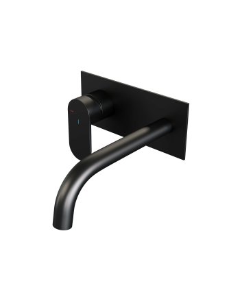 BRAUER Black Edition inbouw wastafelmengkraan met gebogen uitloop en afdekplaat model C2 mat zwart