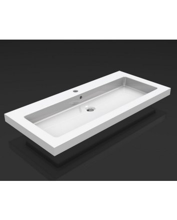 Wiesbaden Kera wastafel enkel met 1 kraangat 100x46x5 cm keramiek glans wit