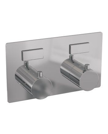 BRAUER Chrome Edition thermostatische inbouw badkraan met drukknoppen SET 03 met uitloop en staaf handdouche en doucheslang en wandaansluitbocht chroom