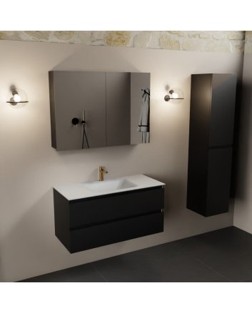 Mondiaz Aivy 100cm badmeubel Urban, wastafel Talc solid surface midden 1 kraangat met spiegelkast