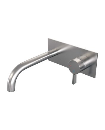 BRAUER Brushed Edition inbouw wastafelmengkraan met gebogen uitloop en afdekplaat model E1 RVS geborsteld PVD