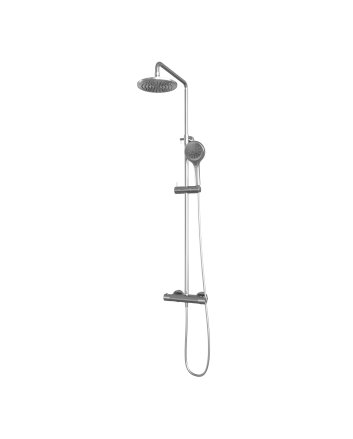 BRAUER Brushed Carving opbouw thermostatische regendouche SET 02 met 20 cm douchekop en 3-standen handdouche en doucheslang RVS geborsteld PVD