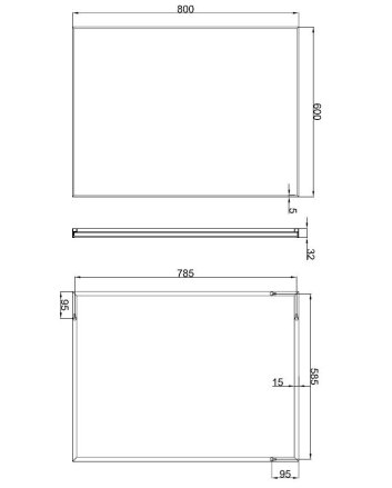 Serra spiegel rechthoek met lijst 120 x 60 x 2,1 cm aluminium