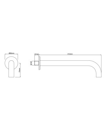 Caral baduitloop rond 30 cm 1/2'' geborsteld brons koper