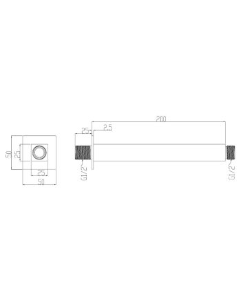 Rombo douchearm met plafondbevestiging 20 cm mat zwart