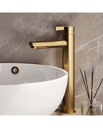 BRAUER Gold Edition verhoogde opbouw wastafelmengkraan model E goud geborsteld PVD