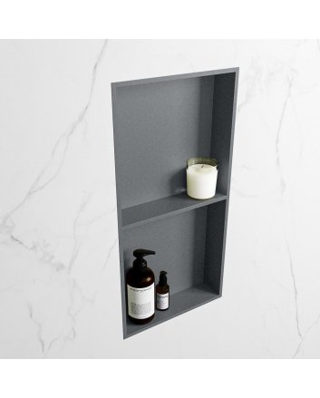 Mondiaz Easy Nis 59,5x29,5cm in solid surface kleur Plata | Plata. 2 vakken geschikt voor in- of opbouw