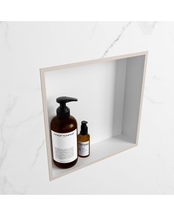 Mondiaz Easy Nis 29,5x29,5cm in solid surface kleur Linen | Talc. 1 vak  geschikt voor in- of opbouw