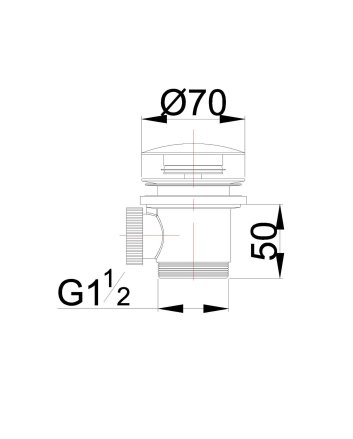 Caral clickwaste afvoerplug vrijstaand bad 1 1/2" gunmetal
