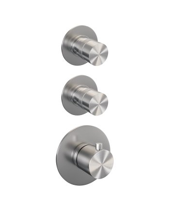 BRAUER Brushed Edition thermostatische inbouw regendouche SET 20 met 30 cm douchekop en rechte muurarm en 3-standen handdouche en doucheslang en geïntegreerde glijstang RVS geborsteld PVD