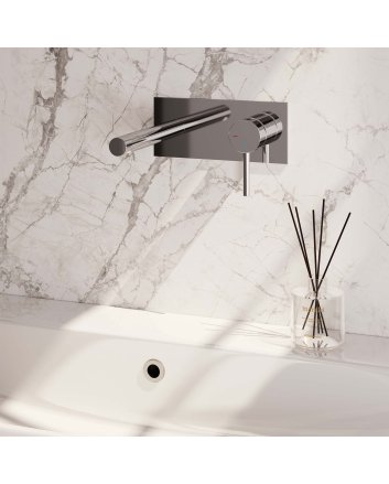 BRAUER Chrome Edition inbouw wastafelmengkraan met rechte uitloop en afdekplaat model A1 chroom