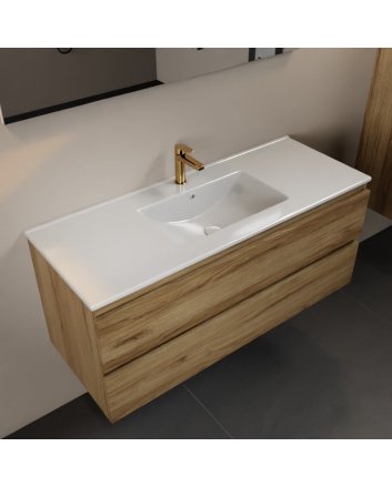 Mondiaz Aivy 120cm badmeubel Chai, wastafel glanzend wit keramiek midden 1 kraangat