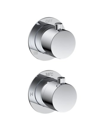 Sani DeLuxe Badset inbouw met box thermostaat, muurbevestiging / doucheslang, staafhanddouche / afwerkringen / rond Chroom