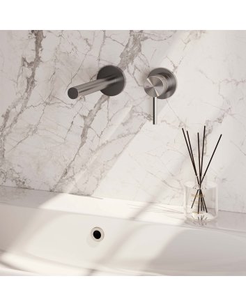 BRAUER Brushed Carving inbouw wastafelmengkraan met rechte uitloop en rozetten model A1 RVS geborsteld PVD