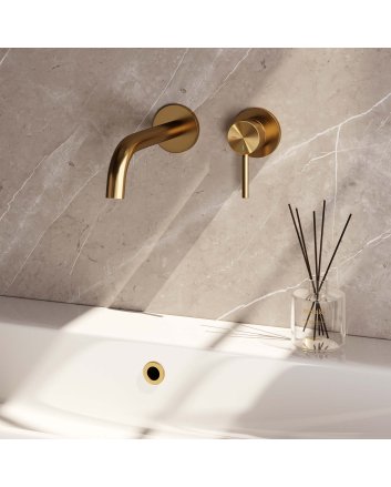 BRAUER Gold Carving inbouw wastafelmengkraan met gebogen uitloop en rozetten model A1 goud geborsteld PVD