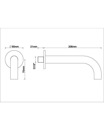 inbouw-uitloop rond 20cm 1/2'' geborsteld brons koper
