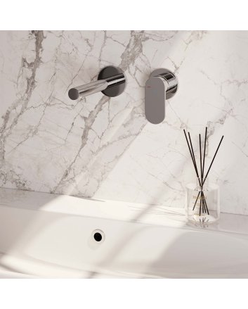 BRAUER Chrome Edition inbouw wastafelmengkraan met rechte uitloop en rozetten model C1 chroom