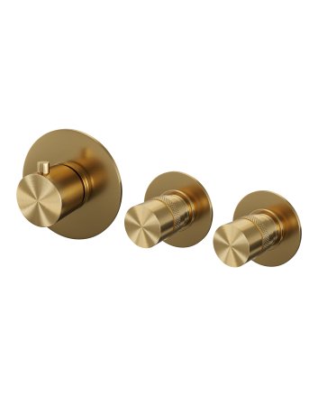 BRAUER Gold Edition inbouwthermostaat en 2 stopkranen met in- en afbouwdelen goud geborsteld PVD