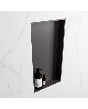 Mondiaz Easy Nis 59,5x29,5cm in solid surface kleur DarkGrey | DarkGrey. 1 vak  geschikt voor in- of opbouw