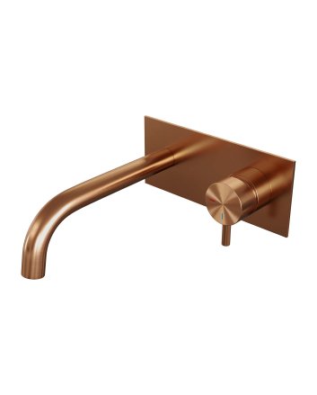 BRAUER Copper Edition inbouw wastafelmengkraan met gebogen uitloop en afdekplaat model B1 koper geborsteld PVD