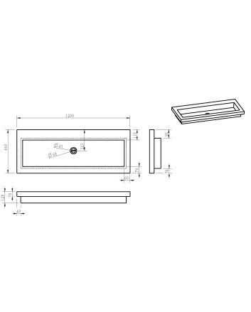 Wiesbaden Raw wastafel enkel zonder kraangat 120x46x5 cm hardsteen gezoet