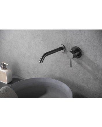 Ribbd eenhendel wastafelkraan met coldstart compleet gunmetal