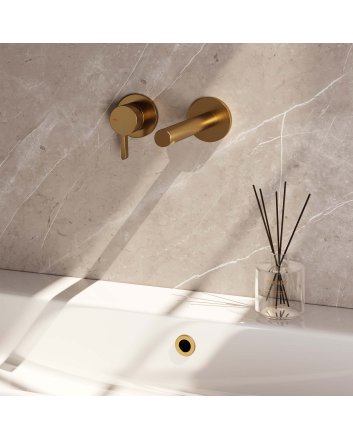 BRAUER Gold Edition inbouw wastafelmengkraan met rechte uitloop en rozetten model E2 goud geborsteld PVD