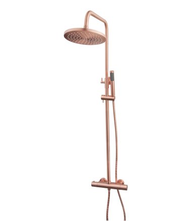 Caral thermostatische regendoucheset opbouw geborsteld koper