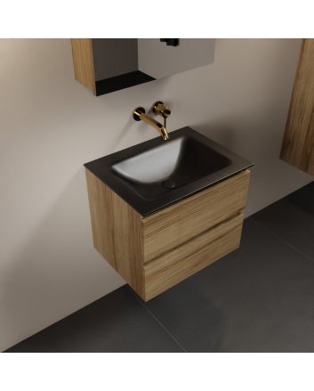 Mondiaz Aivy 60cm badmeubel Chai, wastafel Urban solid surface midden zonder kraangat met spiegelkast