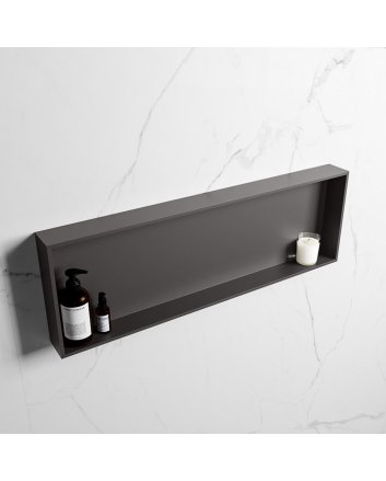 Mondiaz Easy Nis 89,5x29,5cm in solid surface kleur DarkGrey | DarkGrey. 1 vak geschikt voor in- of opbouw