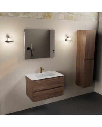 Mondiaz Aivy 80cm badmeubel Mocha, wastafel glanzend wit keramiek midden 1 kraangat