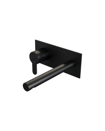 BRAUER Black Edition inbouw wastafelmengkraan met rechte uitloop en afdekplaat model D2 mat zwart