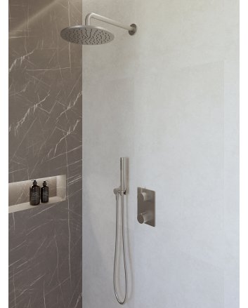 Caral inbouwthermostaat compleet met hoofddouche 25 cm en staafhanddouche geborsteld staal