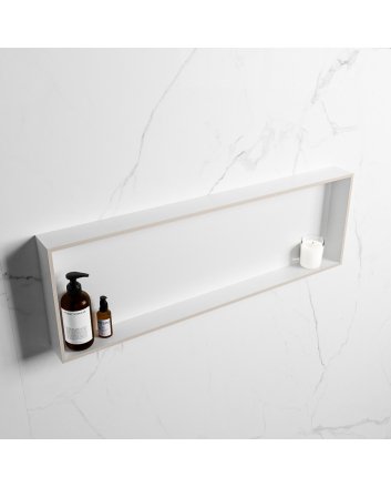 Mondiaz Easy Nis 89,5x29,5cm in solid surface kleur Linen | Talc. 1 vak  geschikt voor in- of opbouw