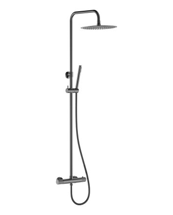 Ribbd thermostatische regendoucheset opbouw gunmetal