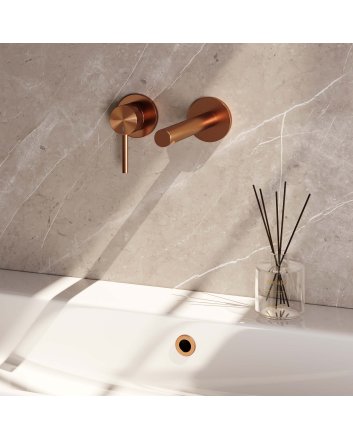 BRAUER Copper Edition inbouw wastafelmengkraan met rechte uitloop en rozetten model A2 koper geborsteld PVD