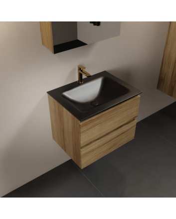 Mondiaz Aivy 60cm badmeubel Chai, wastafel Urban solid surface midden 1 kraangat met spiegelkast