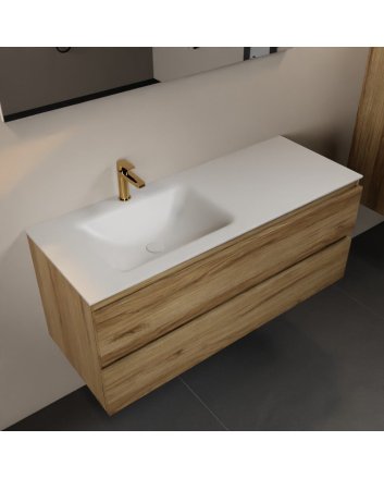 Mondiaz Aivy 120cm badmeubel Chai, wastafel Talc solid surface links 1 kraangat