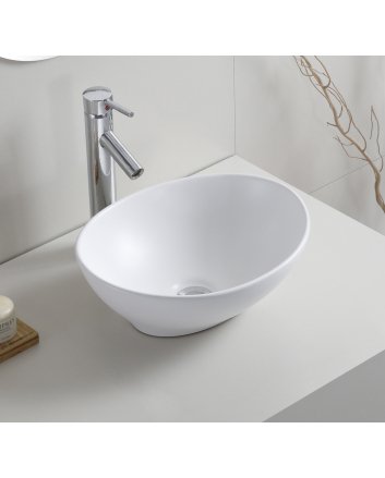 Barco waskom ovaal 40 x 33 x 14,5 cm keramiek mat wit