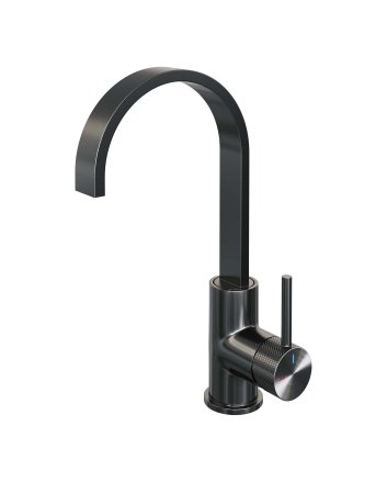 BRAUER Gunmetal Carving hoge opbouw wastafelmengkraan met draaibare platte uitloop model A gunmetal geborsteld PVD