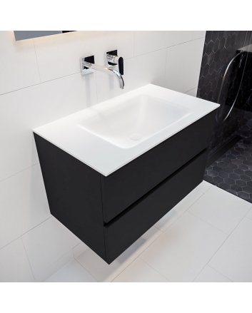 Mondiaz Vica 80 badmeubel urban 2 lades wastafel Cloud midden zonder kraangat