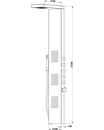 Ohio thermostatische douchekolom 158x20 cm RVS