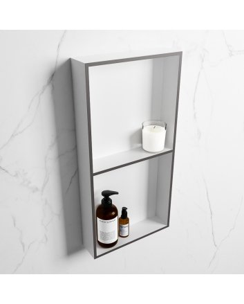 Mondiaz Easy Nis 59,5x29,5cm in solid surface kleur DarkGrey | Talc. 2 vakken geschikt voor in- of opbouw