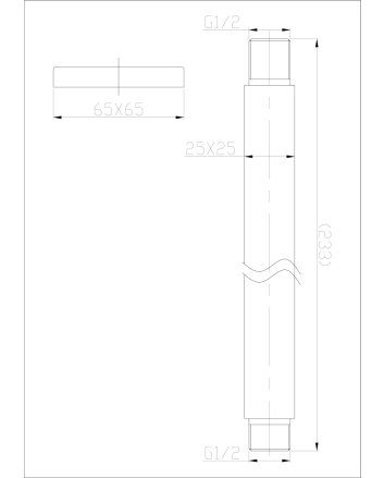 304 douchearm met plafondbevestiging vierkant 20 cm RVS