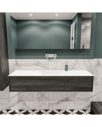 Mondiaz Lush 150 badmeubel antracite 1 lade wastafel midden geen kraangat