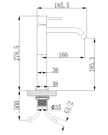 Style XL hoge wastafelmengkraan chroom