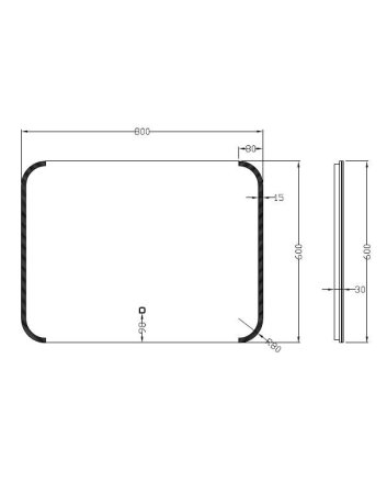Bracket spiegel rechthoek met LED, dimbaar en spiegelverwarming 80 x 60 cm